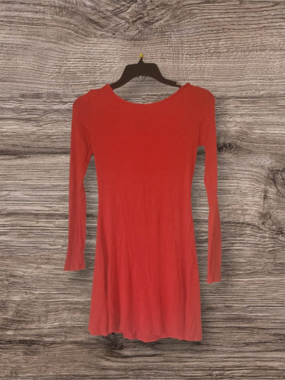 Forever 21 Women's Medium Red Ribbed Long Sleeve Open Back Skater Dress